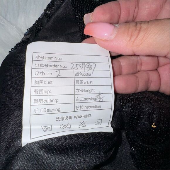 Black Sequin Homecoming Party Date Strapless Mini Dress Crisscross Back Size 2 - Picture 12 of 13